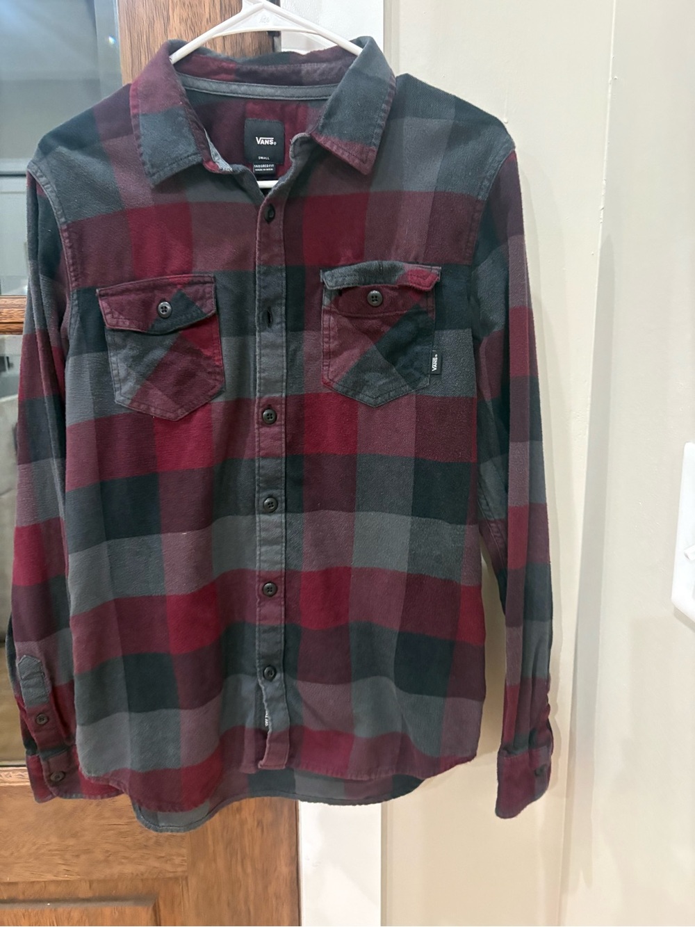 Vans Burgundy & Charcoal Plaid Flannel Shirt